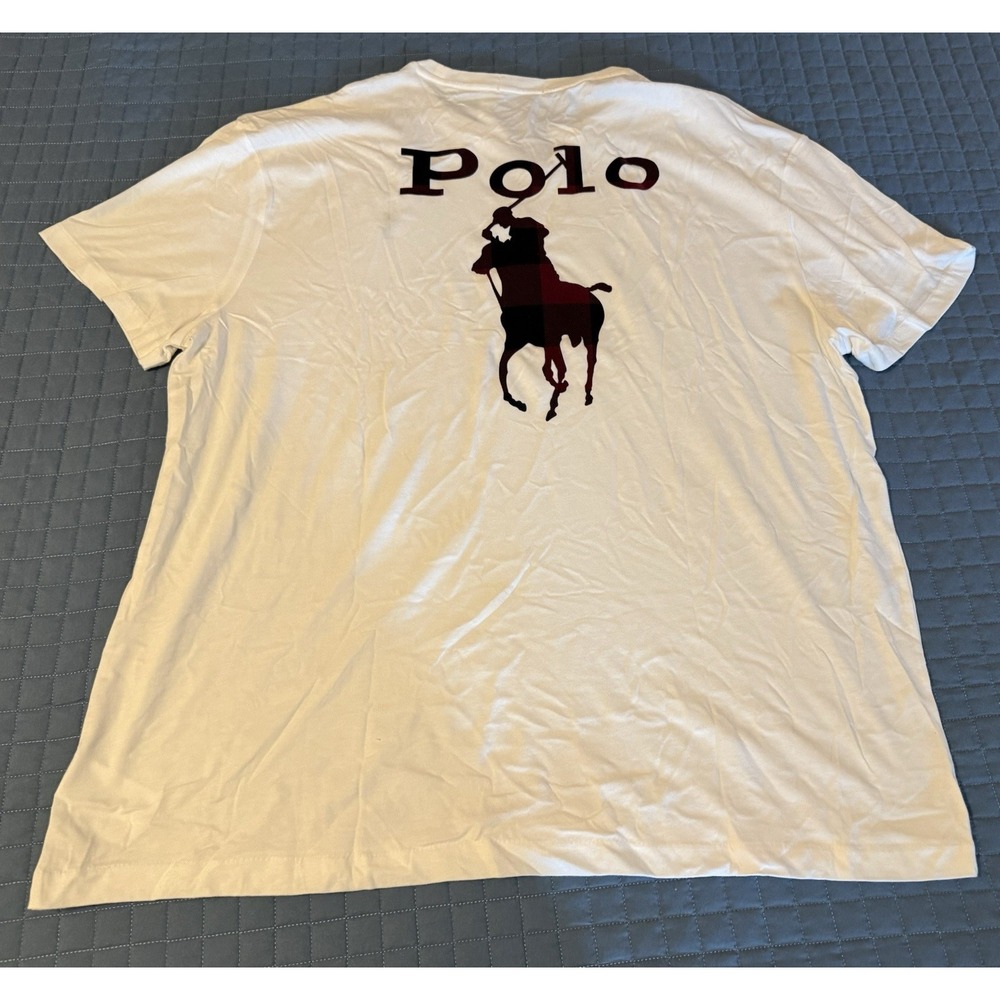 NWT Polo Ralph Lauren Mens XL Big Pony Graphic on Back White SS  Cotton T-Shirt